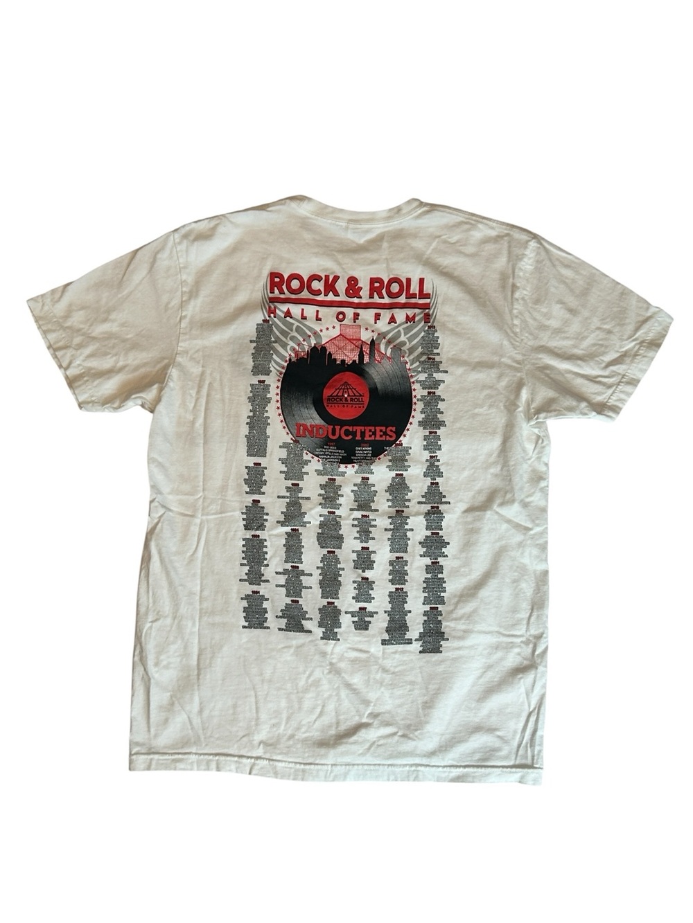 Rock & Roll Hall of Fame Inductees Tee Cleveland Ohio White Graphic Shirt Size L